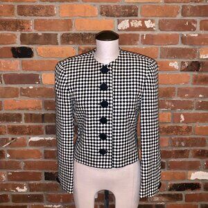 Vintage Evan Picone RARE Harlequinn Black & White Jacket Size 4